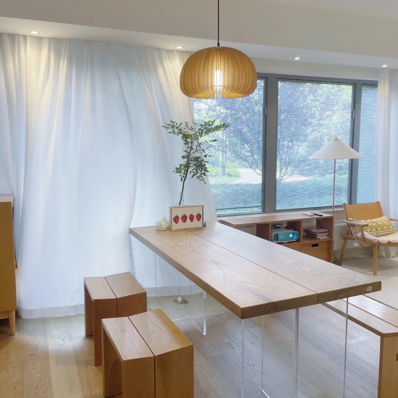 Nordic Solid Wood Acrylic Floa - Office Furniture And Desks ulasan dan harga